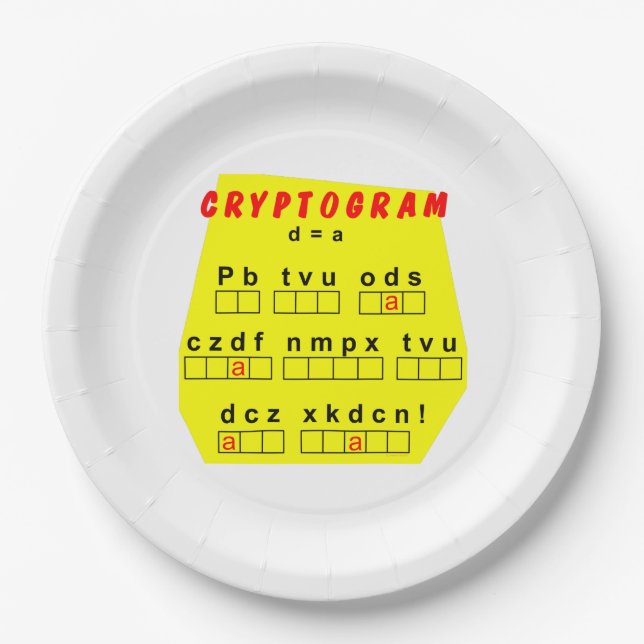 Yellow Cryptogram Paper Plates (Front)