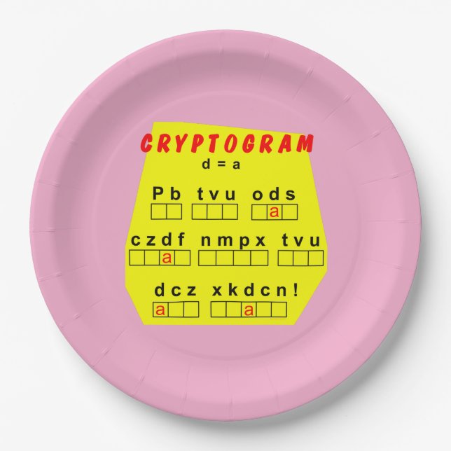 Yellow Cryptogram Paper Plates (Front)