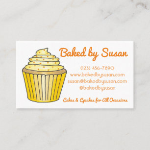 Yellow Cupcake Cake Baked By Bakery Pastry Chef Business Card