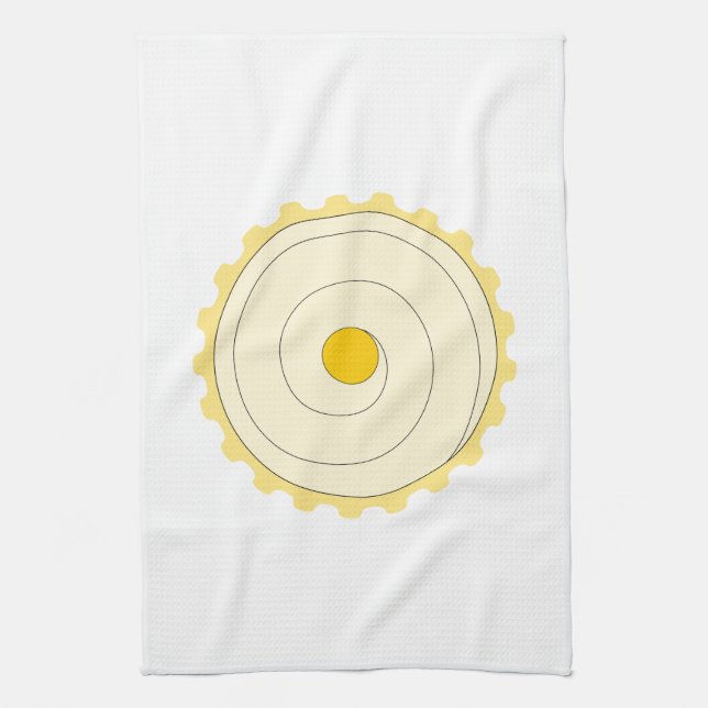Yellow Cupcake. Iced cake. Kitchen Towel (Vertical)