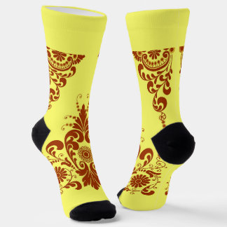 yellow curlicues print socks