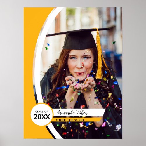 Yellow Curved Frame Photo Graduation Poster