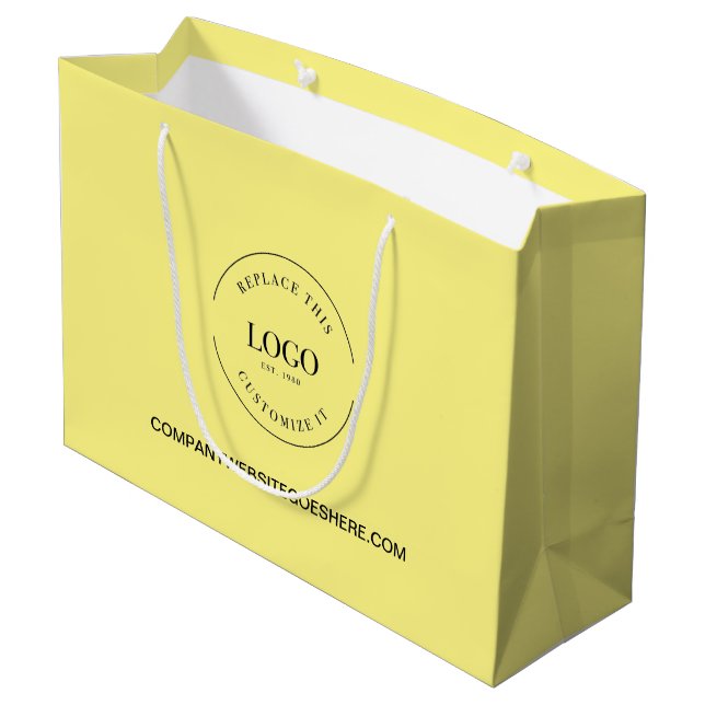 Yellow Custom Business Company website Your Logo Large Gift Bag (Back Angled)