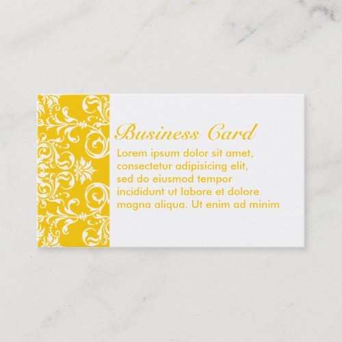 Yellow + Custom Color Damask Pattern Business Card Templates