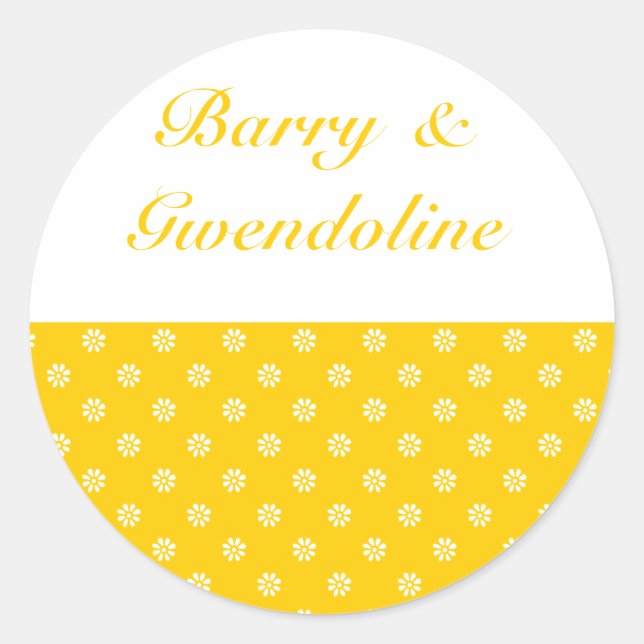 Yellow + Custom Color Flower Dot Classic Round Sticker (Front)
