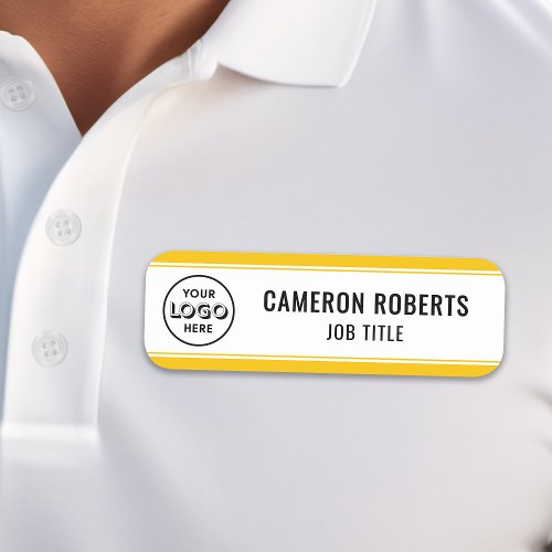 Yellow Custom Company Logo Employee Name Tag