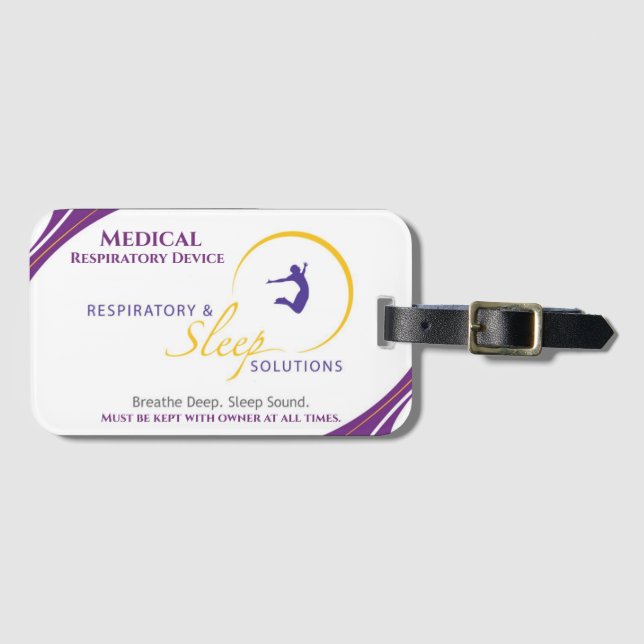 Yellow Custom CPAP Machine Carry-On Luggage Tag (Front Horizontal)