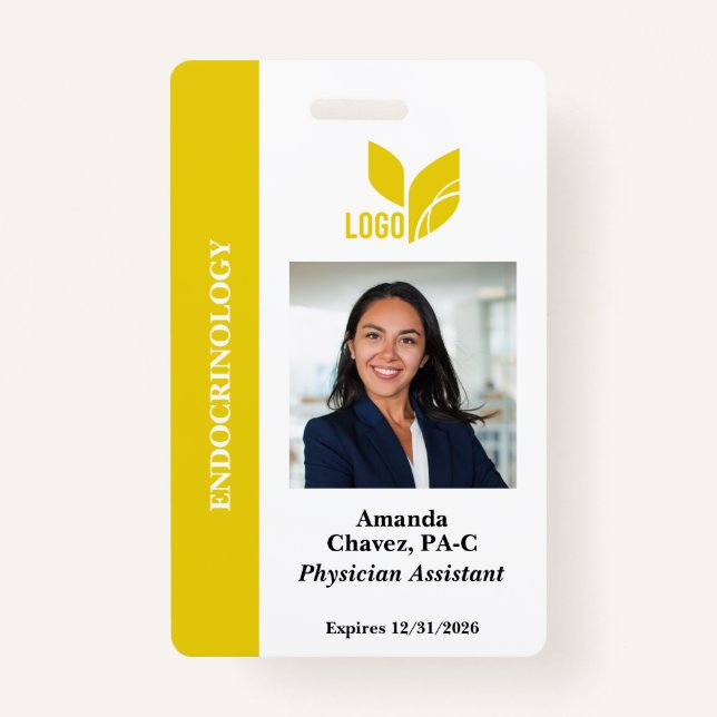 Yellow Custom Employee ID Photo Name Badge (Front)