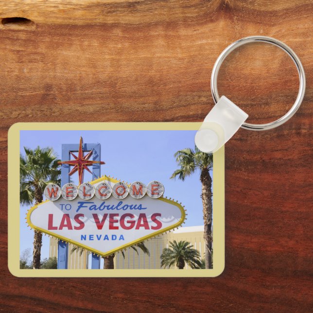 Yellow Custom Las Vegas Nevada Welcome Sign  Keychain (Front)
