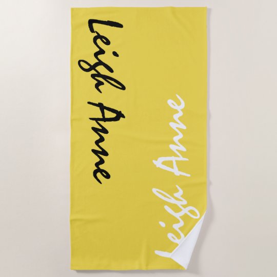 Yellow Custom Name Personalized Beach Towel