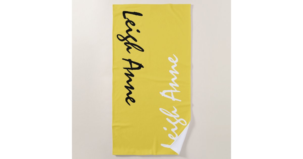 Yellow Custom Name Personalized Beach Towel Zazzle