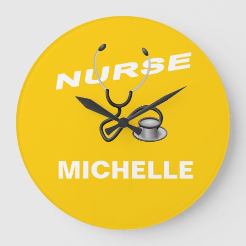 YELLOW Custom Nurse Name Large Clock