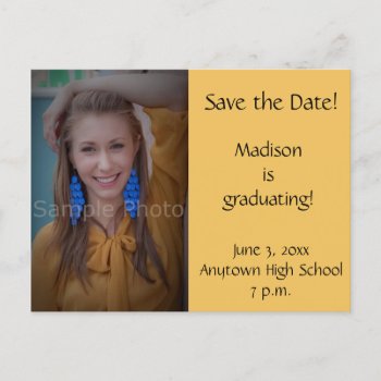 Yellow Custom Photo Graduation Save The Date Card by LittleThingsDesigns at Zazzle