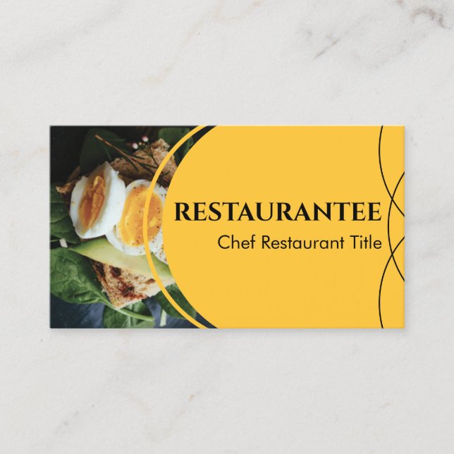 Yellow Custom Photo Restaurant Cooking Chef Business Card (Front)