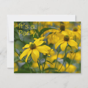 Yellow Cut Leaf Coneflower Surprise Birthday Invitation