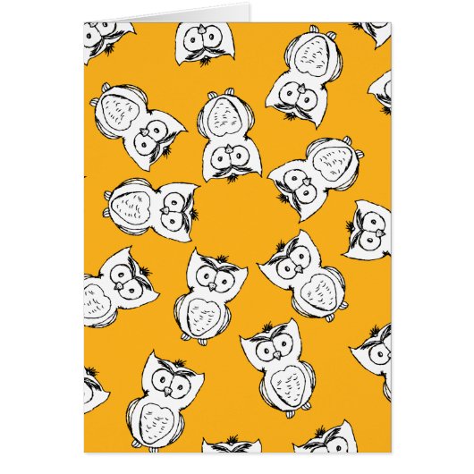 Yellow Cute Animal Pattern Cartoon Owl Pattern Cards (Front)