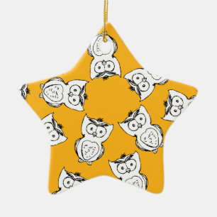 Yellow Cute Animal Pattern Cartoon Owl Pattern Ceramic Ornament