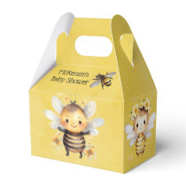 Yellow Cute Bumble Bee Florals Baby Shower Favor Boxes