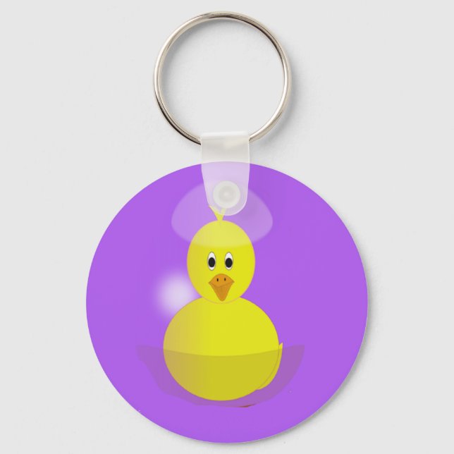 Yellow cute chick on purple keychain (Front)