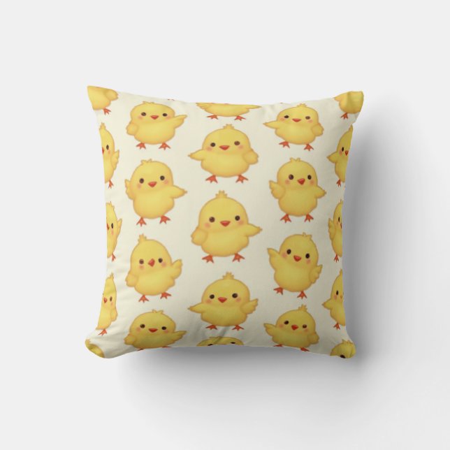 yellow cute chick throw pillow (Front)