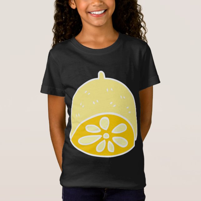Yellow Cute Food Lemon Fruit Cartoon Kawaii Anime  T-Shirt (Front)
