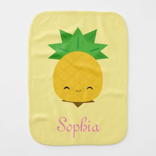 Yellow cute kawaii pineapple baby burp cloth