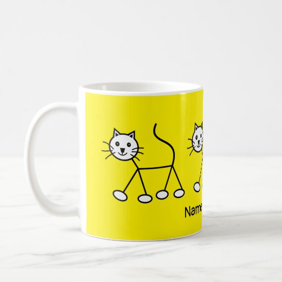 Yellow Cute Love Cats Love Strutting Cartoon Coffee Mug