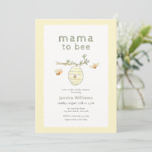 Yellow Cute Mama To Bee Bumblebee Baby Shower Invitation
