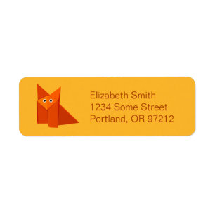 Yellow Cute Origami Fox Label