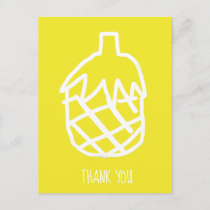 Yellow cute pineapple modern simple line art postcard