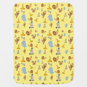yellow Cute safari animal pattern - Giraffe, eleph Baby Blanket