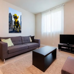 Yellow cyberpunk alien beast AI Art Poster