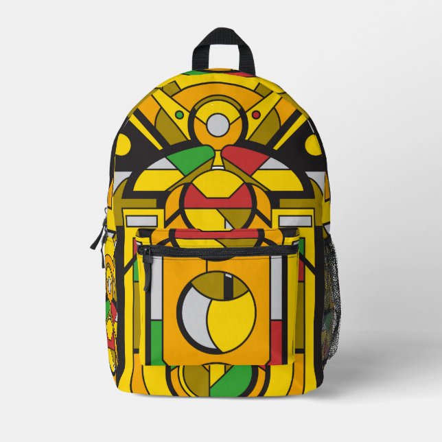 Yellow Cyberpunk  Printed Backpack (Front)