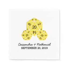 Yellow D20 Dice Wedding Paper Napkins