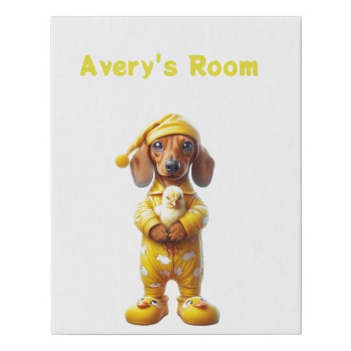Yellow Dachshund Duck Puppy  Faux Canvas Print
