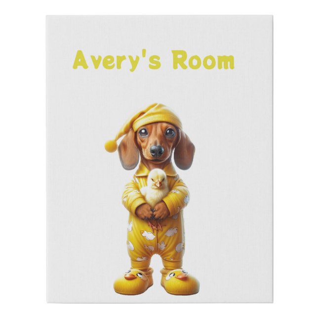 Yellow Dachshund Duck Puppy  Faux Canvas Print (Front)