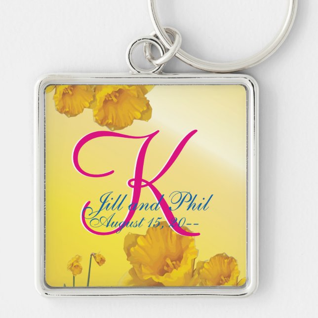 Yellow Daffodil 3d Monogram Keychain (Front)