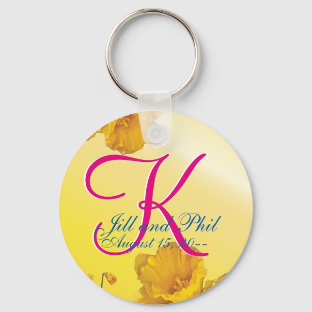 Yellow Daffodil 3d Monogram Keychain (Front)