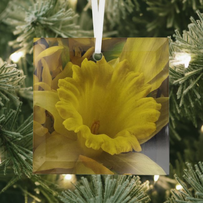 Yellow Daffodil Beveled Glass Ornament