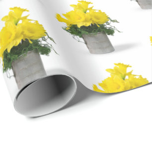 Yellow Daffodil Bouquet in Tin Cup Wrapping Paper