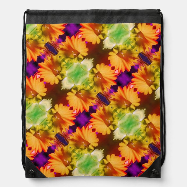 Yellow Daffodil Center Abstract Floral Art     Drawstring Bag (Front)