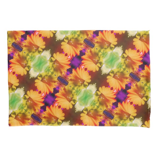 Yellow Daffodil Center Abstract Floral Art Pillow Case (Front)
