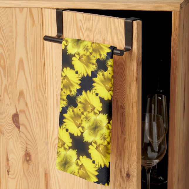 Yellow Daffodil Center Abstract Floral  Kitchen Towel (Thirds Fold)