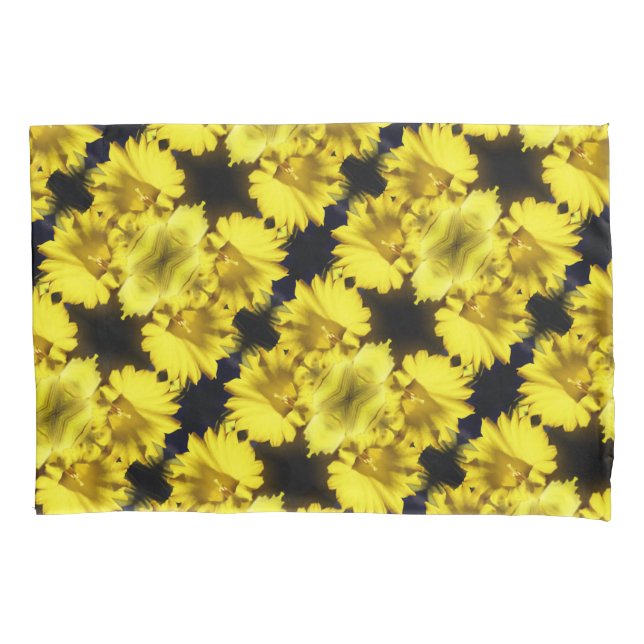 Yellow Daffodil Center Abstract Floral  Pillow Case (Front)