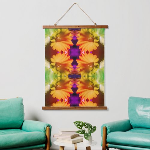 Yellow Daffodil Center Abstract Floral Tinted    Hanging Tapestry