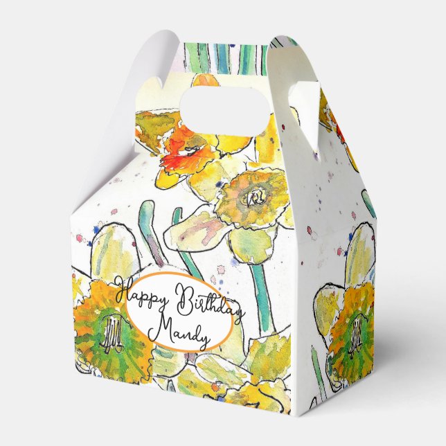 Yellow Daffodil Daffodils flower Birthday Womens Favor Boxes (Front Side)
