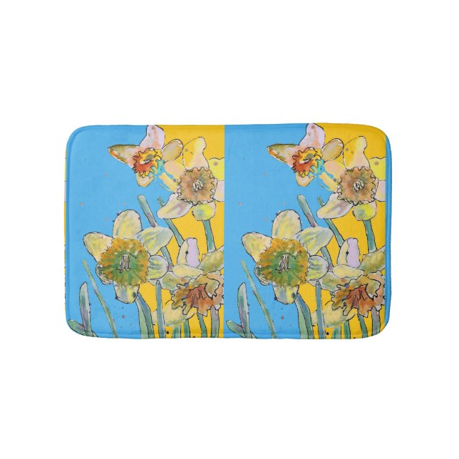 Yellow Daffodil daffodils flower floral Bath Mat (Front)