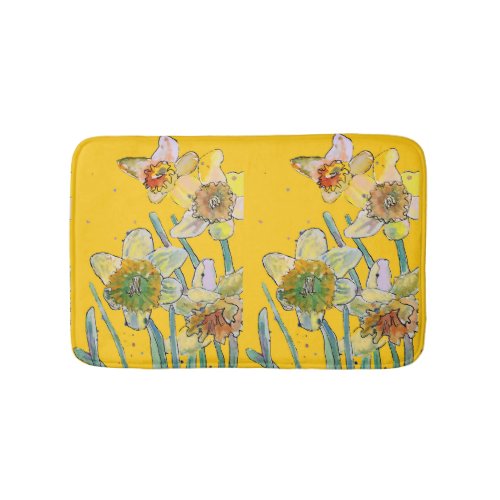 Yellow Daffodil daffodils flower floral Bath Mat