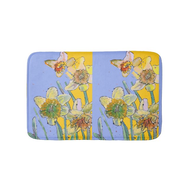Yellow Daffodil daffodils flower floral Bath Mat (Front)