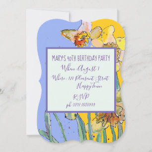 Yellow Daffodil Floral 40th Birthday Invitation